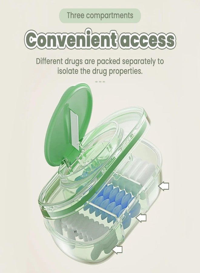AUGEN Multifunctional Pill Cutter, Portable Pill Cutter and Organizer, Portable Pretty Tablet Cutter, Pill Splitter with Storage Compartment for Pills, Tablets and Medicine (Green) - Image 4